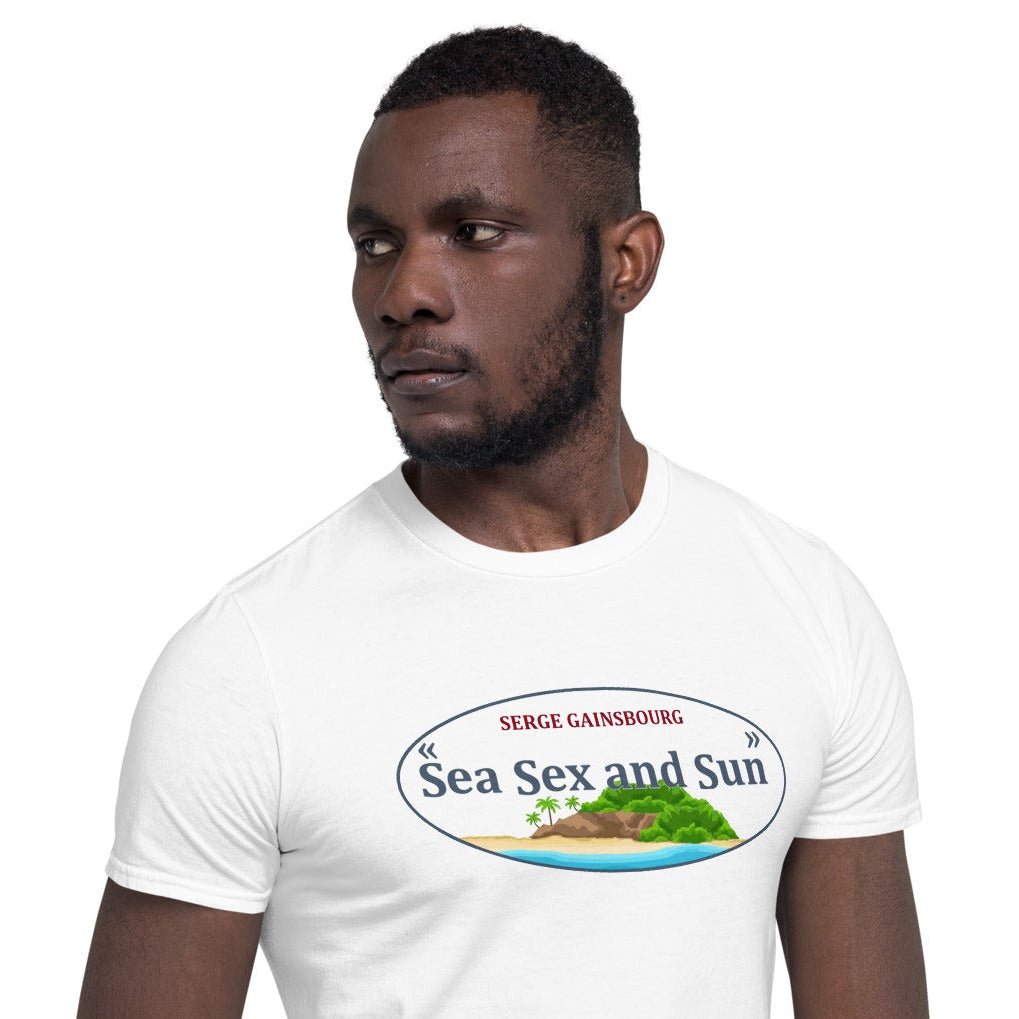 T-shirt blanc unisexe Tshirt Vintage Factory imprimé Serge Gainsbourg style années 70 rock vintage.