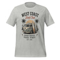 T-shirt gris Athletic Heather unisexe avec imprimé surf vintage "West Coast Surf Club 1981" style Tshirt Vintage Factory.