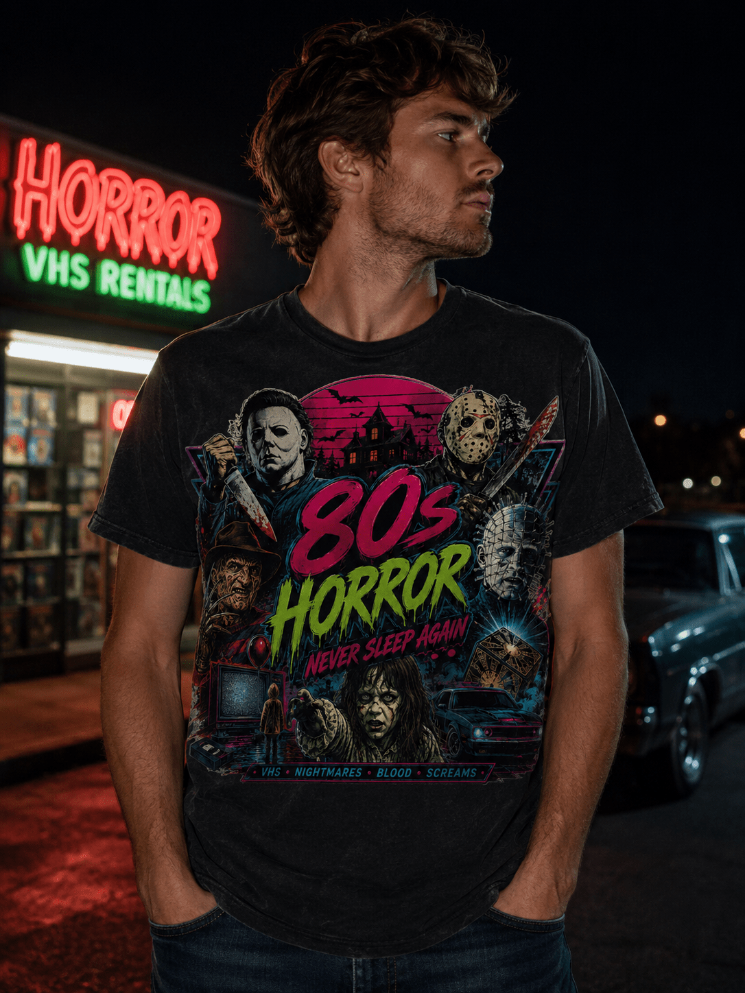 T-Shirt Vintage “80’s Horror Show” – L’univers culte de l’horreur des années 80 - Tshirt Vintage Factory