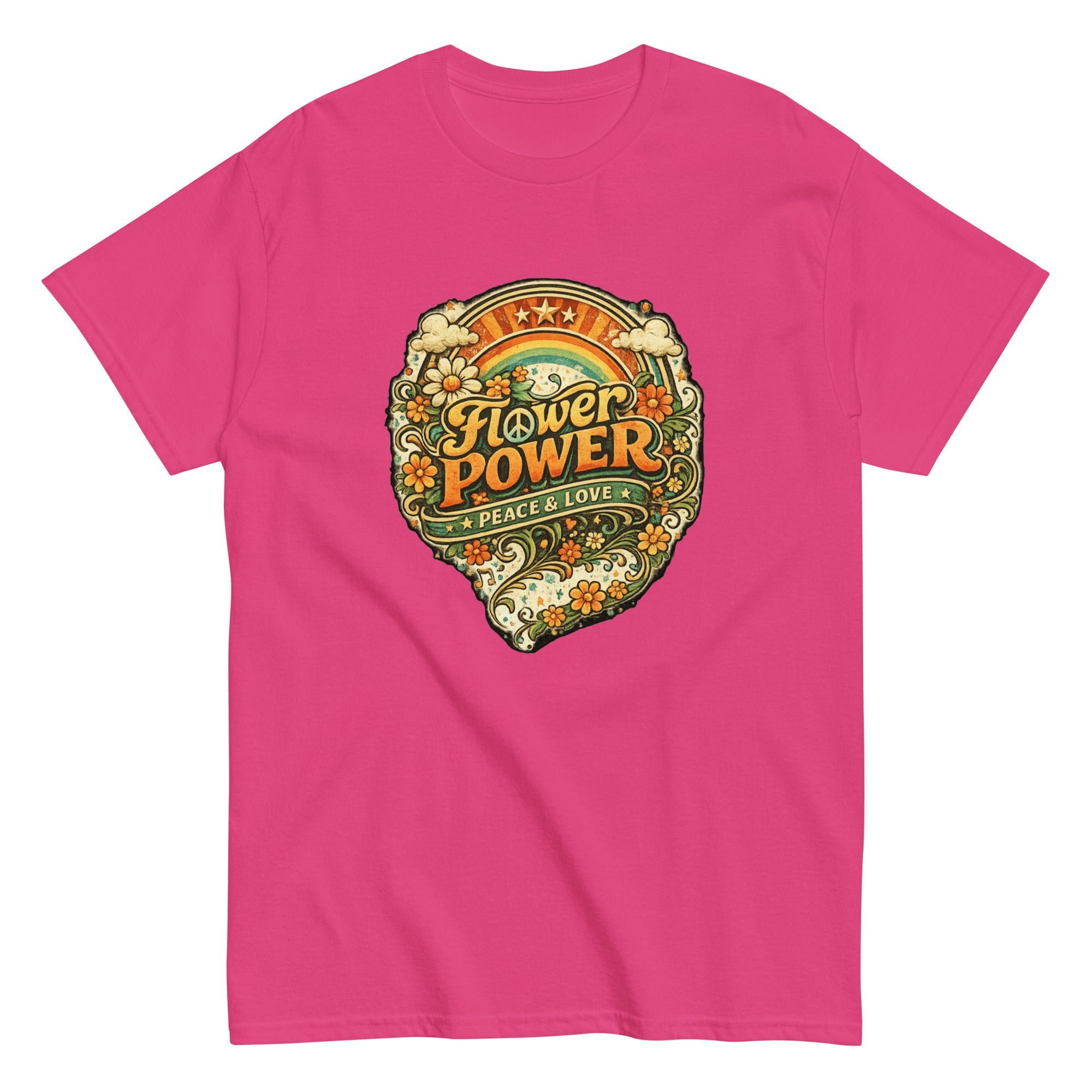 T-Shirt Vintage “Flower Power – Peace & Love” - Tshirt Vintage Factory