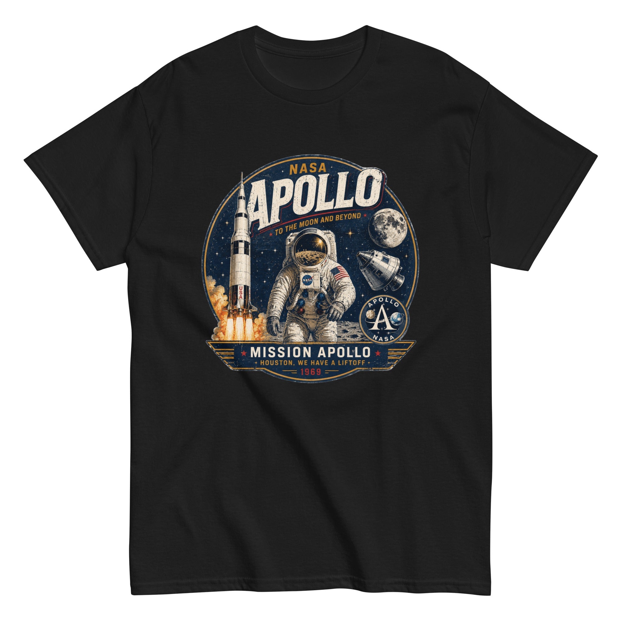 T-Shirt Vintage "Mission Apollo – Houston, We Have a Liftoff" - Tshirt Vintage Factory