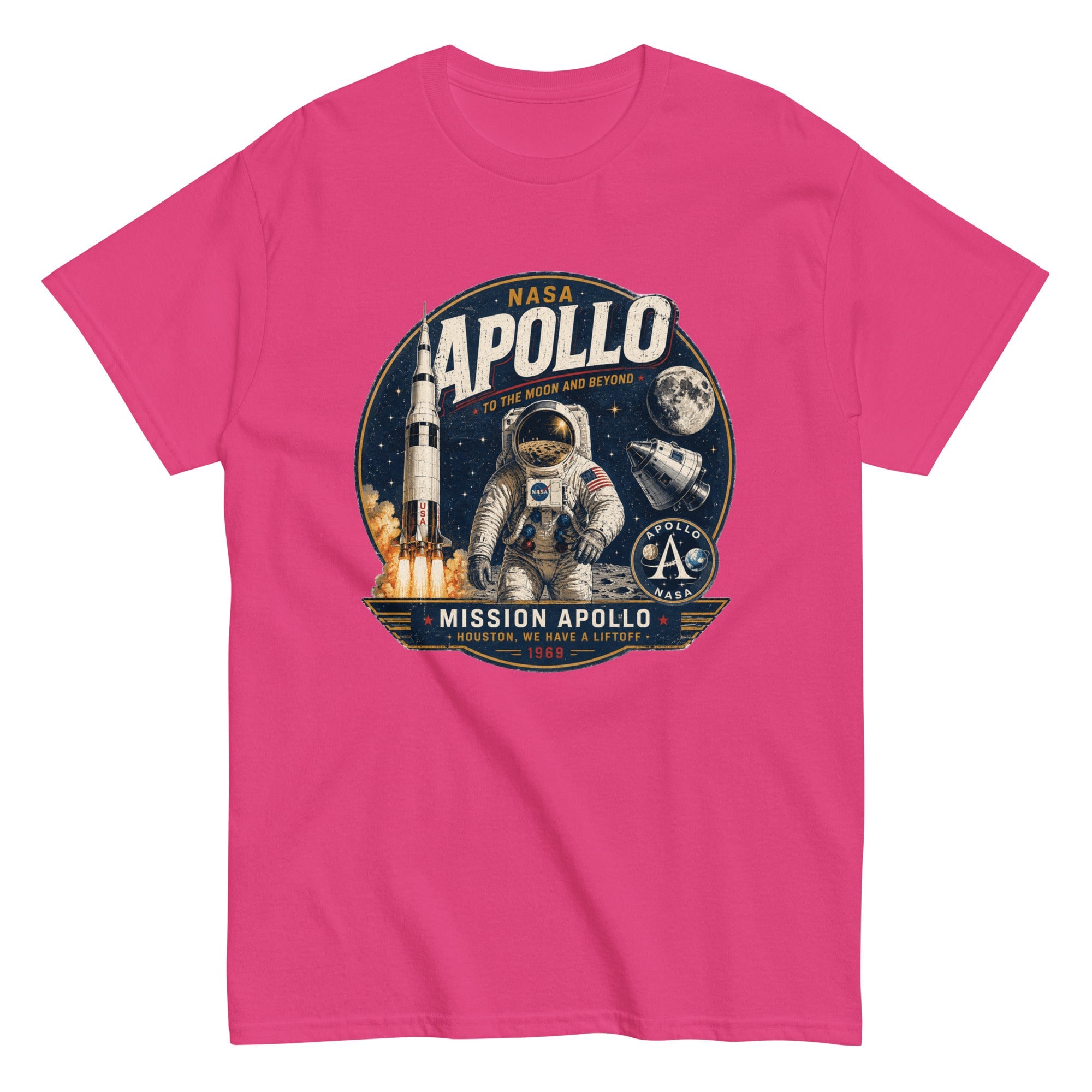 T-Shirt Vintage "Mission Apollo – Houston, We Have a Liftoff" - Tshirt Vintage Factory