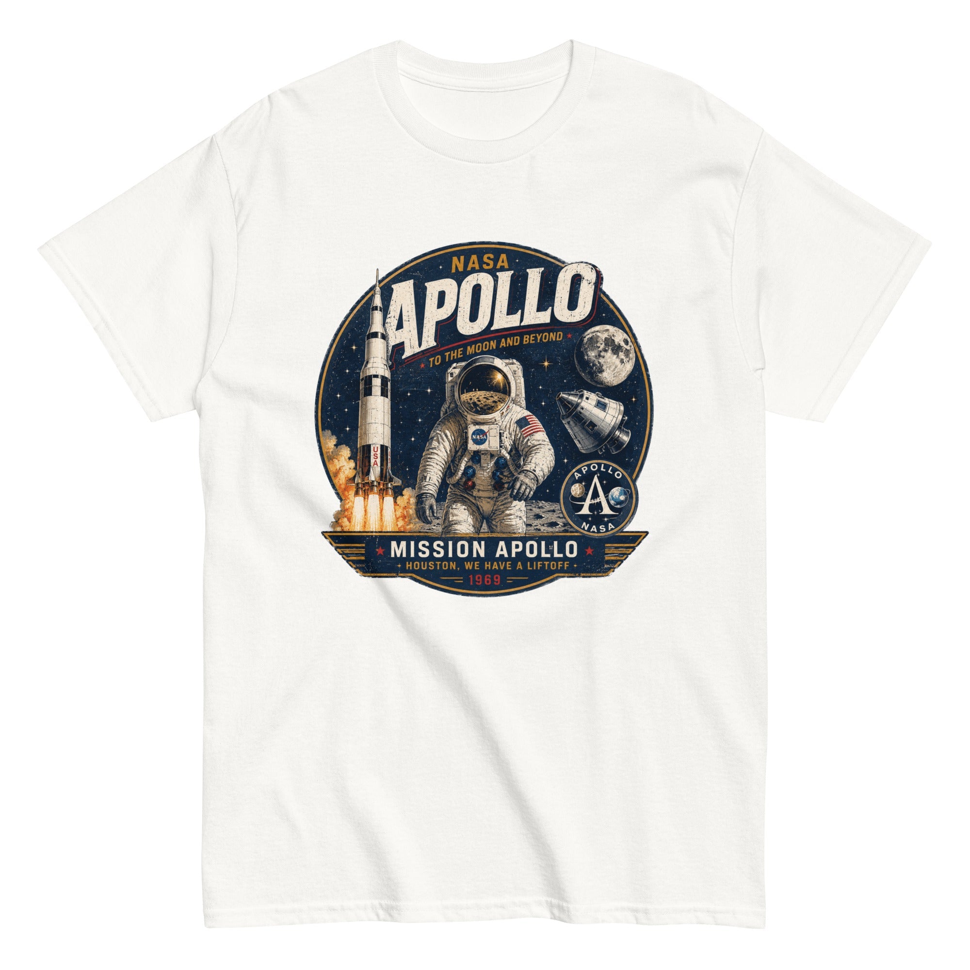 T-Shirt Vintage "Mission Apollo – Houston, We Have a Liftoff" - Tshirt Vintage Factory