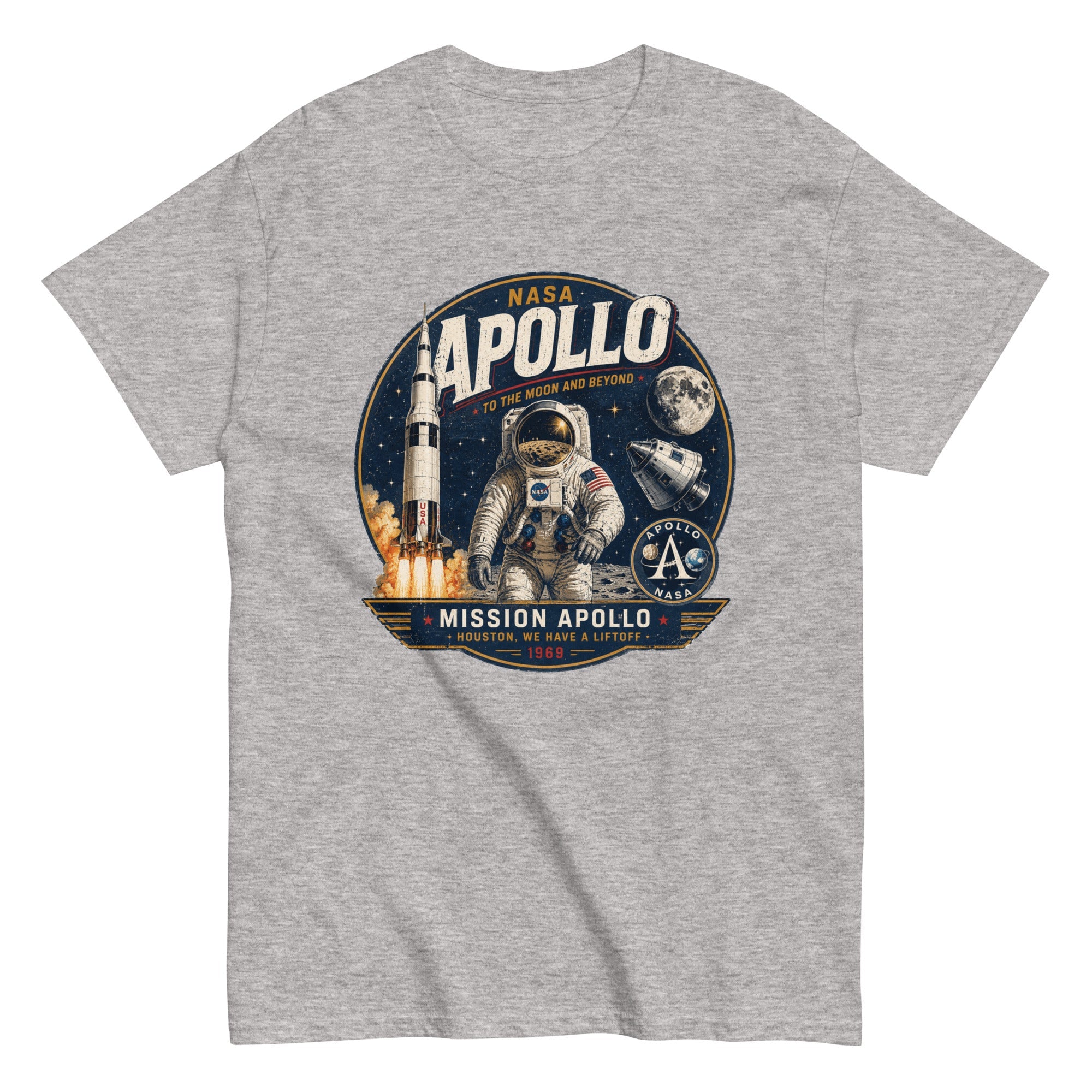 T-Shirt Vintage "Mission Apollo – Houston, We Have a Liftoff" - Tshirt Vintage Factory