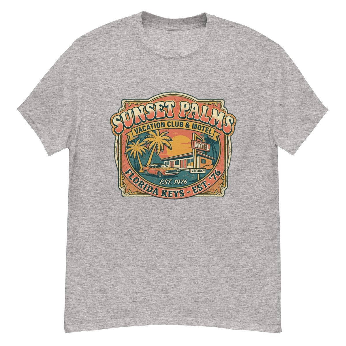 T-Shirt Vintage Sunset Palms – Vacation Club & Motel - Tshirt Vintage Factory