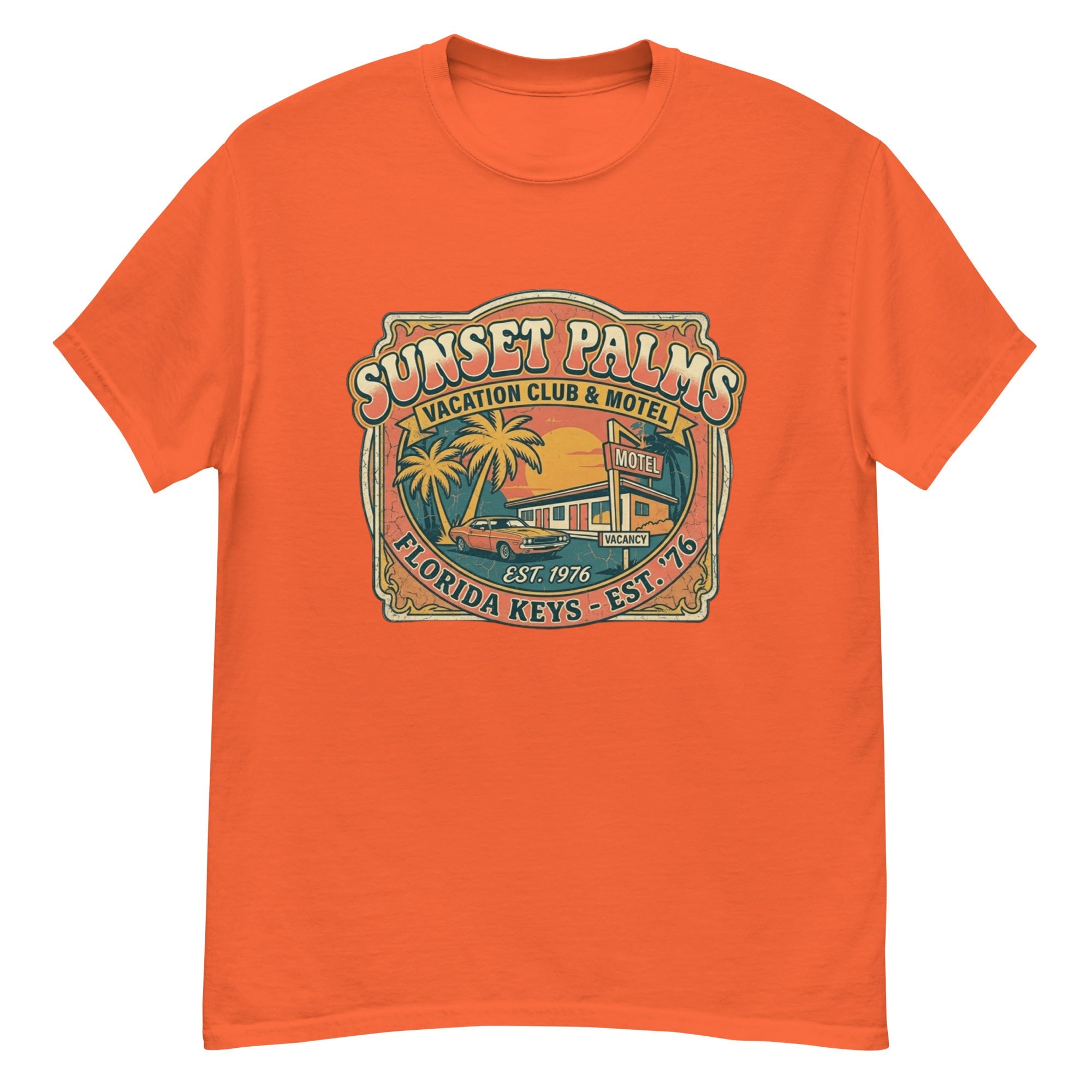 T-Shirt Vintage Sunset Palms – Vacation Club & Motel - Tshirt Vintage Factory