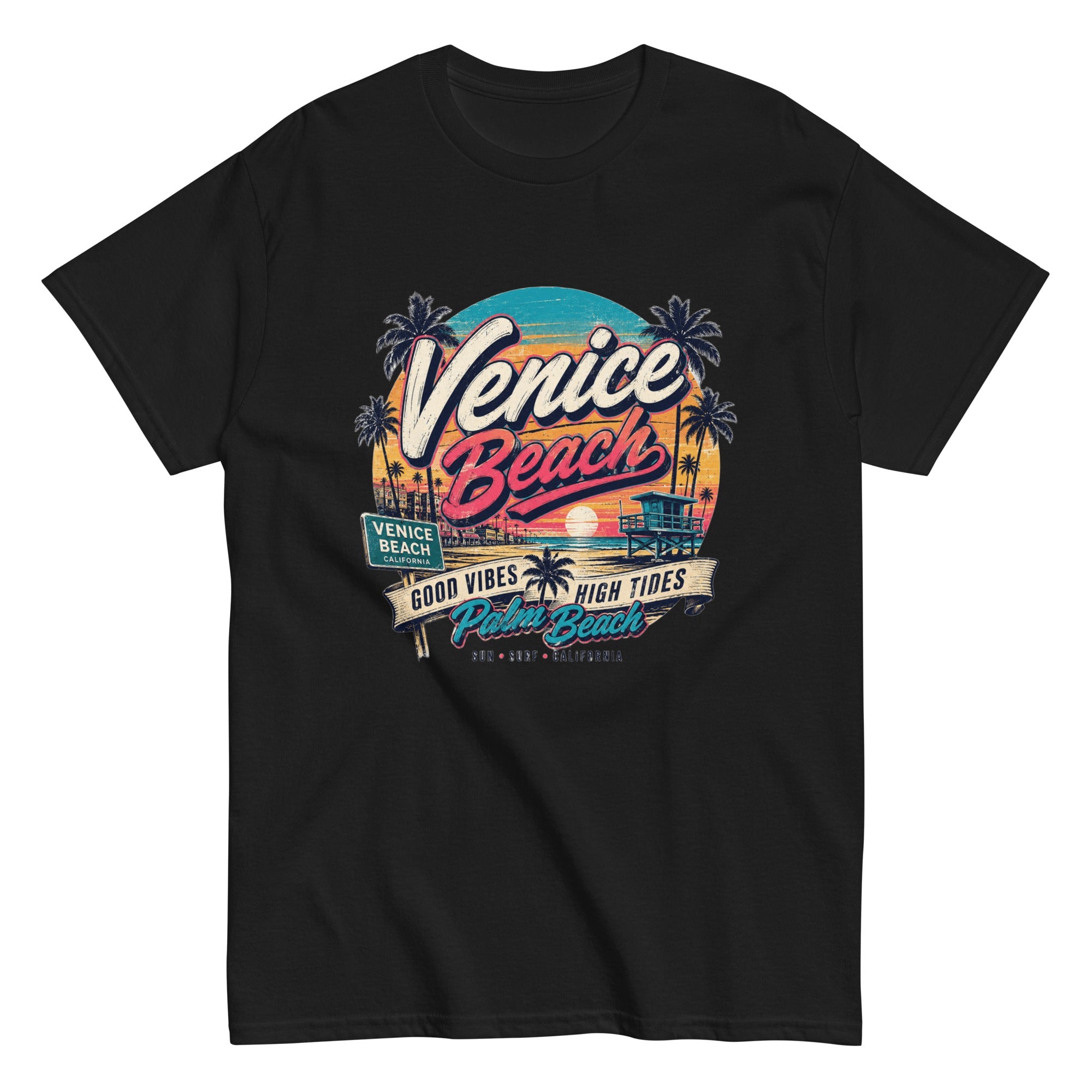 T-Shirt Vintage Venice Beach – Good Vibes High Tides - Tshirt Vintage Factory